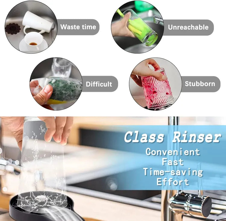 High Pressure Faucet Glass Rinser Automatic Cup Washer Bar Kitchen